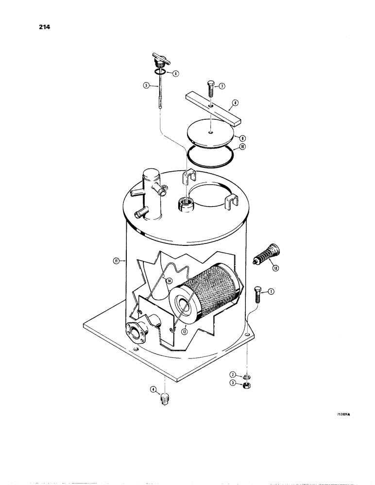 Схема запчастей Case W24B - (214) - HYDRAULIC RESERVOIR AND RELATED PARTS (08) - HYDRAULICS