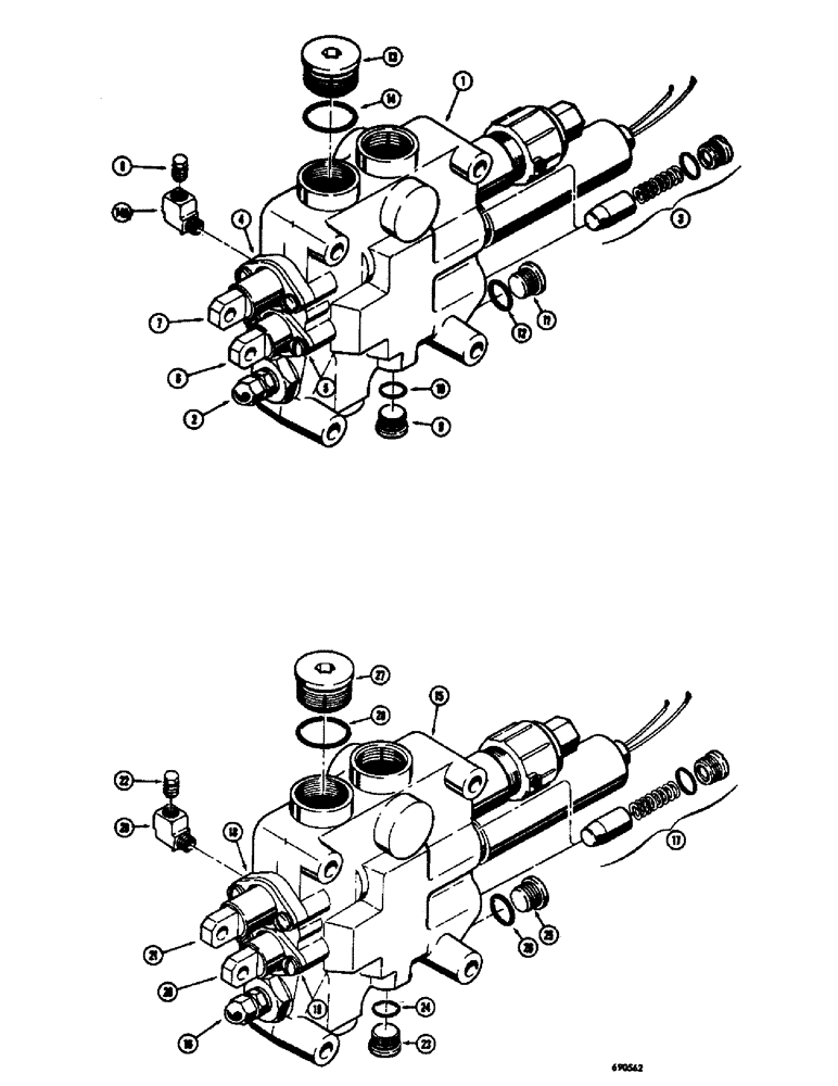 Схема запчастей Case W10E - (246) - L16640 LOADER CONTROL VALVE - 2 SPOOL, GAS MODELS ONLY (08) - HYDRAULICS