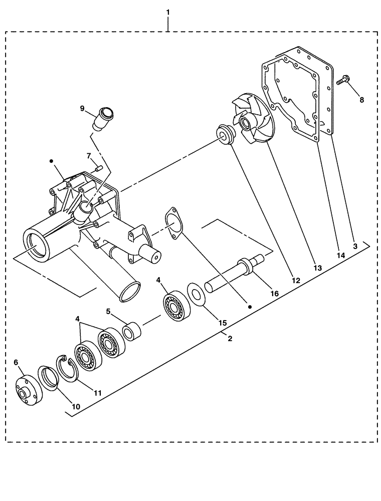 Схема запчастей Case CX350 - (02-019-00[01]) - WATER PUMP (03) - FUEL SYSTEM