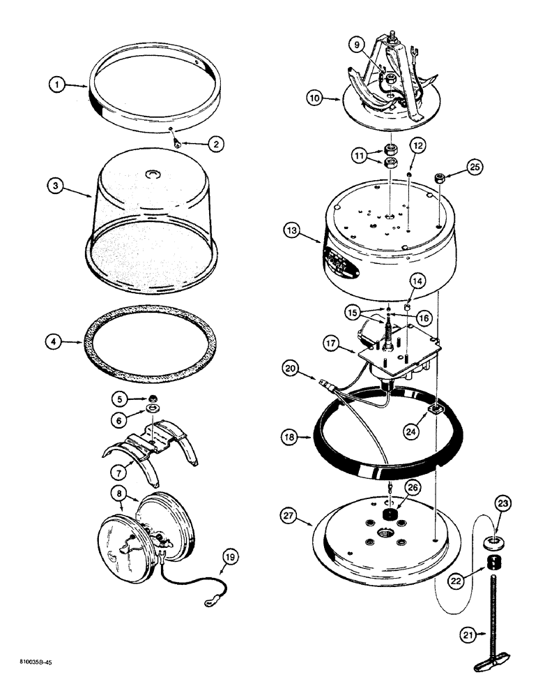 Схема запчастей Case W36 - (4-174) - ROTATING BEACON (04) - ELECTRICAL SYSTEMS