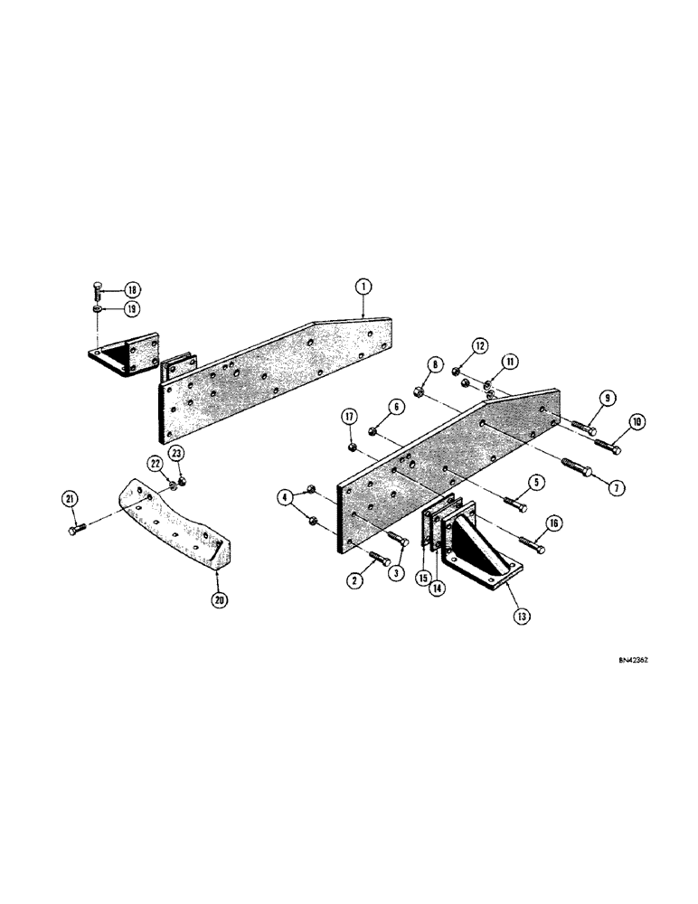 Схема запчастей Case 310F - (114[1]) - SIDE PLATE AND DRAWBAR GUIDE (5 ROLLER TRACK) (04) - UNDERCARRIAGE