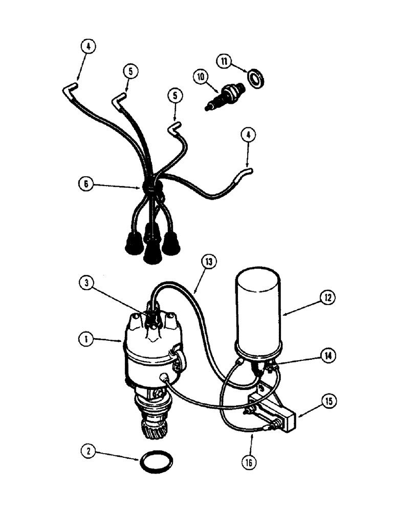 Схема запчастей Case W7E - (058) - DISTRIBUTOR IGNITION SYSTEM (04) - ELECTRICAL SYSTEMS