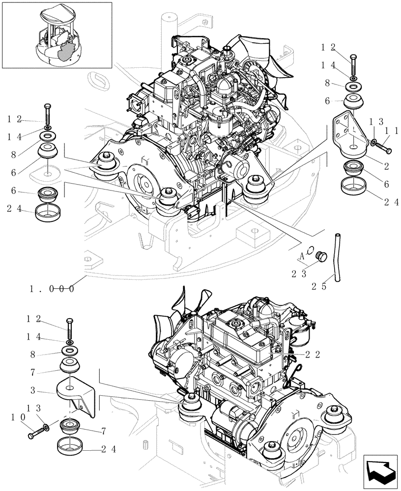 Схема запчастей Case CX31B - (0.000[01]) - ENGINE INSTALLATIONS (10) - ENGINE