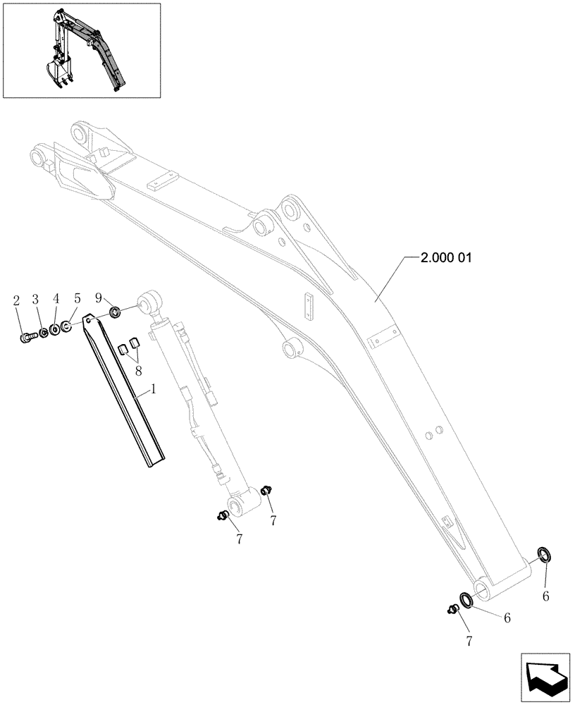 Схема запчастей Case CX27B - (2.000[03]) - BOOM ASSEMBLY (02) - Section 2