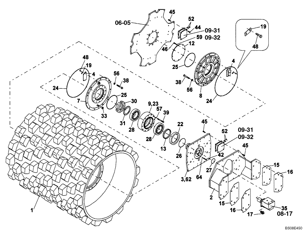 Схема запчастей Case SV210 - (09-33[01]) - VIBRATORY DRUM, PAD FOOT (GROUP 10) (ND104879) (09) - CHASSIS/ATTACHMENTS