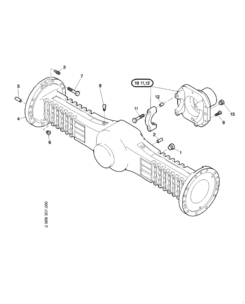 Схема запчастей Case 321E - (02.113[2988307000]) - FRONT AXLE FAST GEAR HOUSING (25) - FRONT AXLE SYSTEM