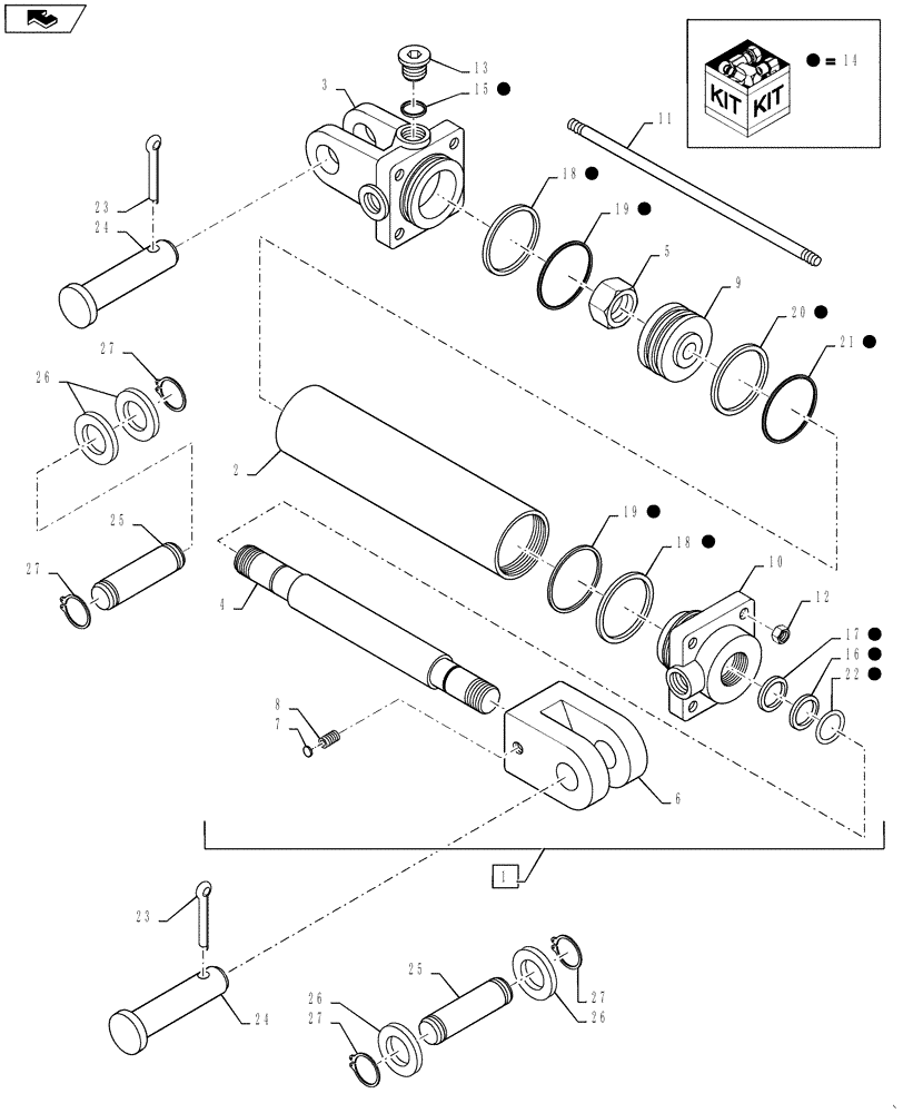 Схема запчастей Case 588H - (35.740.01) - CYLINDER ASSEMBLY SIDESHIFT (35) - HYDRAULIC SYSTEMS