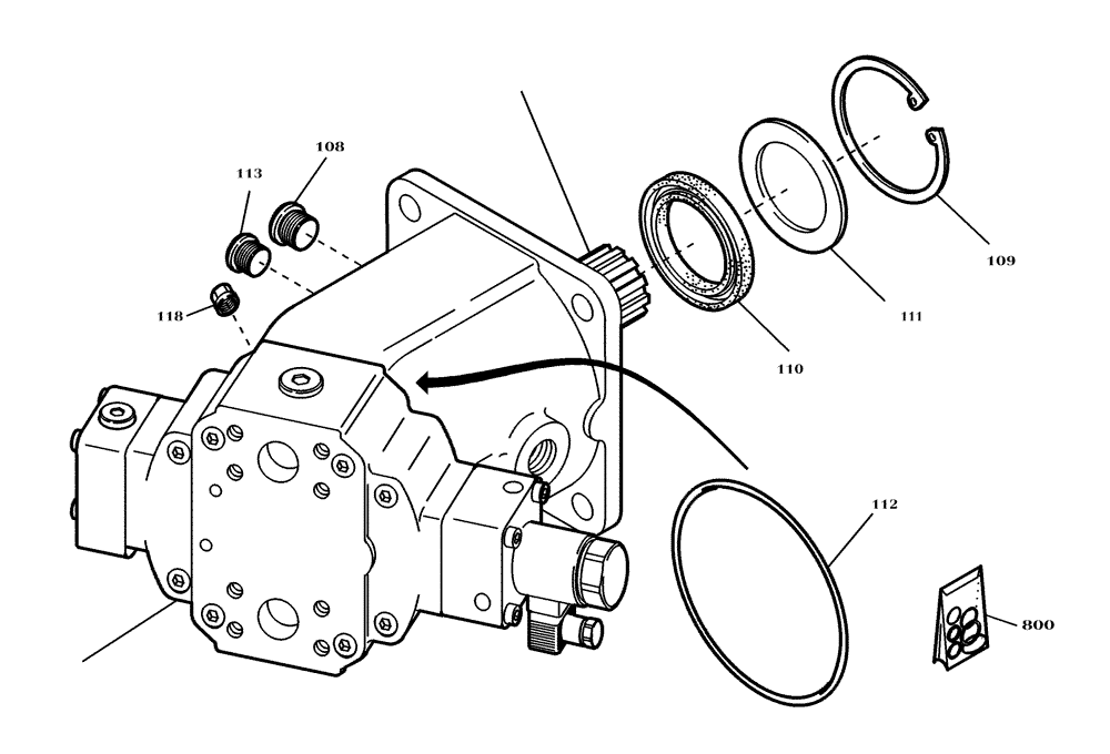 Схема запчастей Case 221E - (22.121[2988212000]) - AXLE PISTON MOTOR INSTALLATION STANDARD (35) - HYDRAULIC SYSTEMS