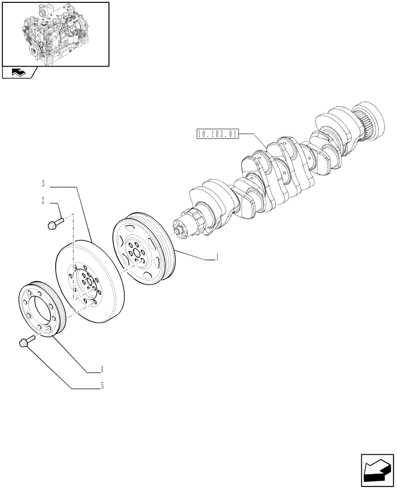 Схема запчастей Case F4DFE613B A004 - (10.103.04) - PULLEY - CRANKSHAFT (10) - ENGINE