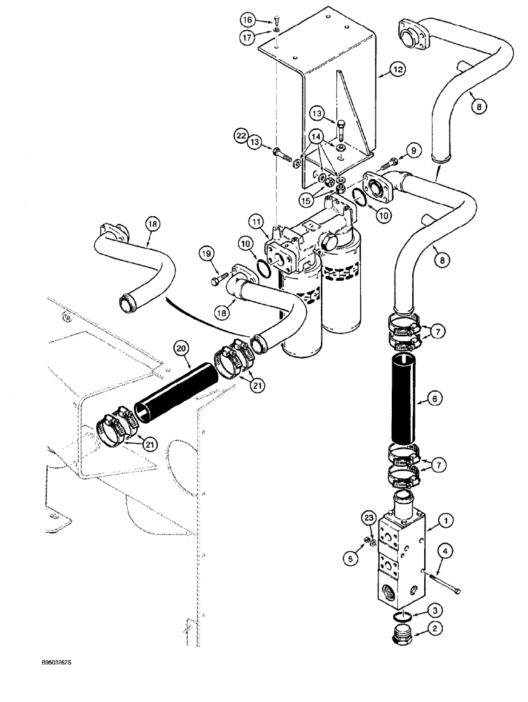 Схема запчастей Case 921 - (8-018) - HYDRAULIC CIRCUIT, COOLER BYPASS VALVE TO OIL FILTER AND HYDRAULIC RESERVOIR (08) - HYDRAULICS