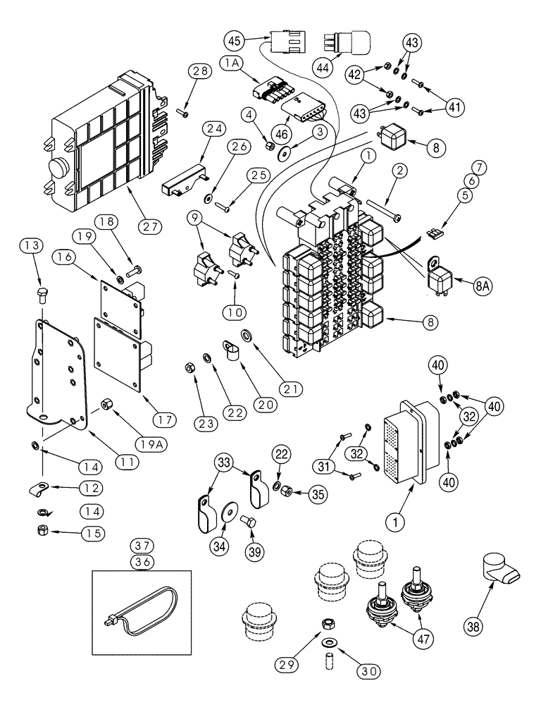 Схема запчастей Case 621D - (04-13) - HARNESS - CANOPY, MAIN, POWER DISTRIBUTION CENTER (04) - ELECTRICAL SYSTEMS