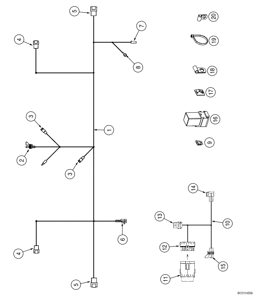 Схема запчастей Case 90XT - (04-10) - HARNESS - TURN SIGNAL, FLASHER AND LICENSE PLATE LAMP (04) - ELECTRICAL SYSTEMS