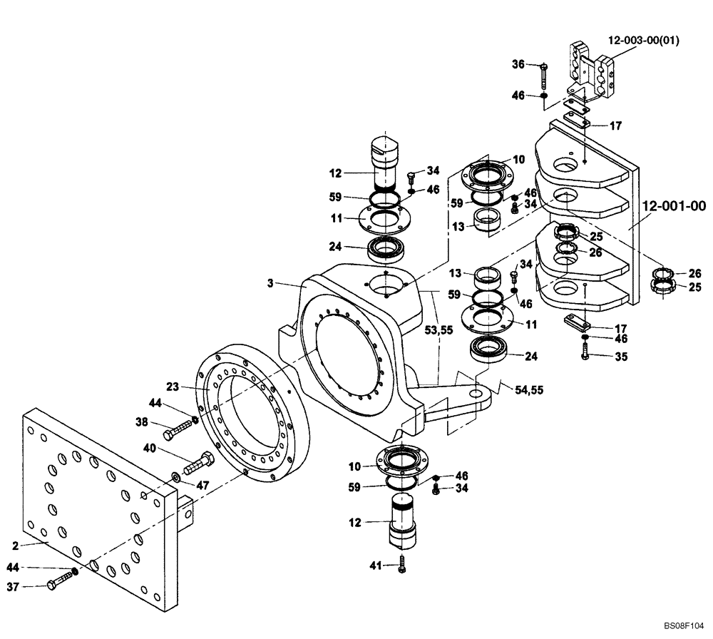 Схема запчастей Case SV208 - (12-002-00[01]) - ARTICULATED JOINT (GROUP 63) (ND132996) (09) - CHASSIS/ATTACHMENTS