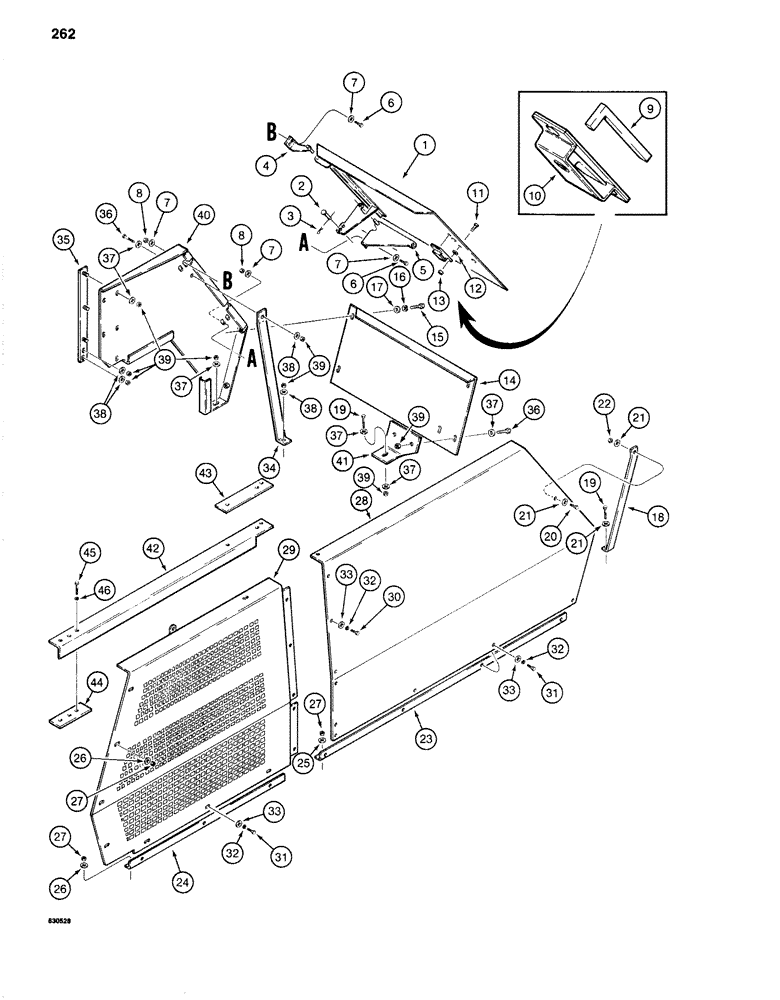 Схема запчастей Case 1280 - (262) - RIGHT-HAND SIDE PANELS (05) - UPPERSTRUCTURE CHASSIS