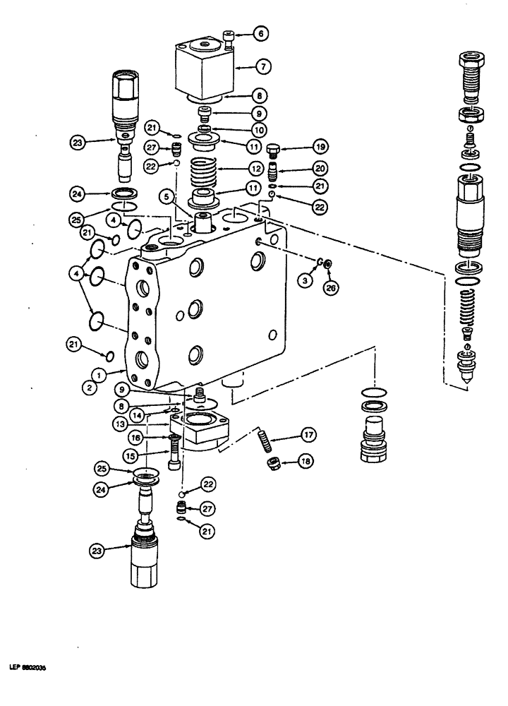 Схема запчастей Case 688 - (7-24) - DRIVE CONTROL VALVE, TRACK DRIVE SECTIONS, P.I.N. FROM 74228, 11501 AND AFTER (07) - BRAKES