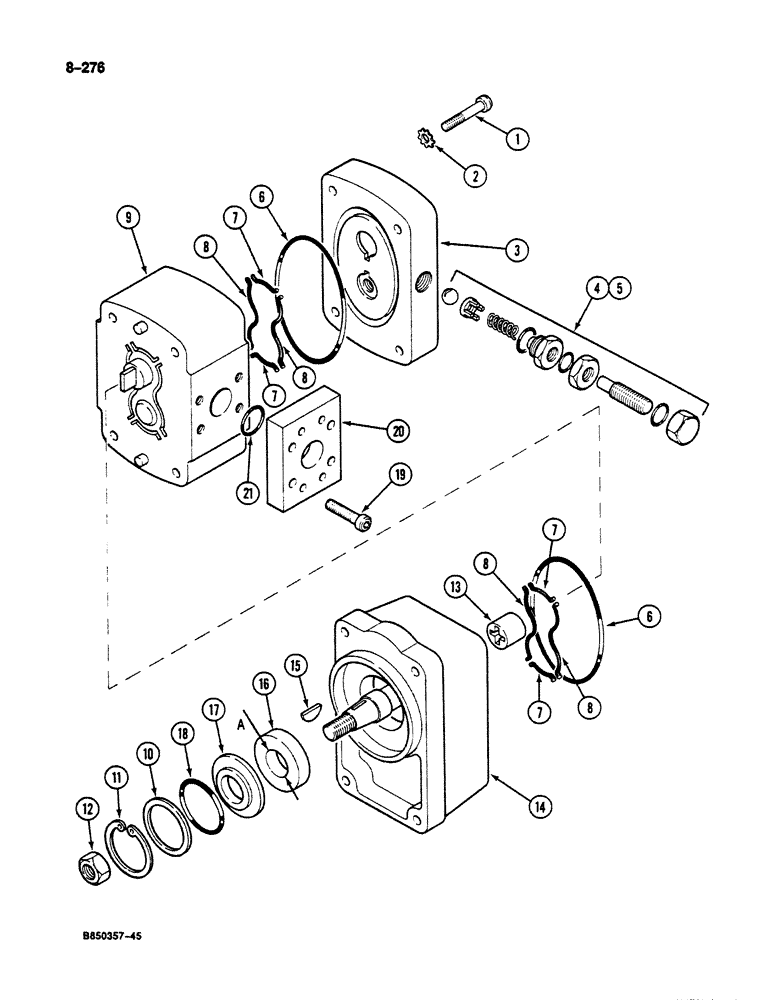 Схема запчастей Case 125B - (8-276) - OIL COOLER FAN MOTOR, MOTOR SERIAL NUMBER 40700000 THROUGH 60199999 (08) - HYDRAULICS