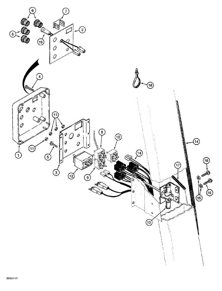 Схема запчастей Case 580SL - (9-124) - CAB CONTROL PANEL AND WIRING (09) - CHASSIS/ATTACHMENTS