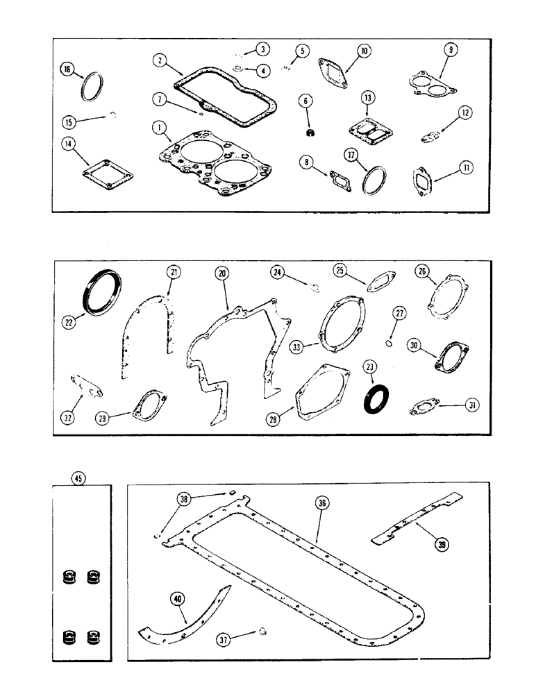 Схема запчастей Case 40 - (030) - ENGINE GASKET KITS, 504BDT ENGINE (10) - ENGINE