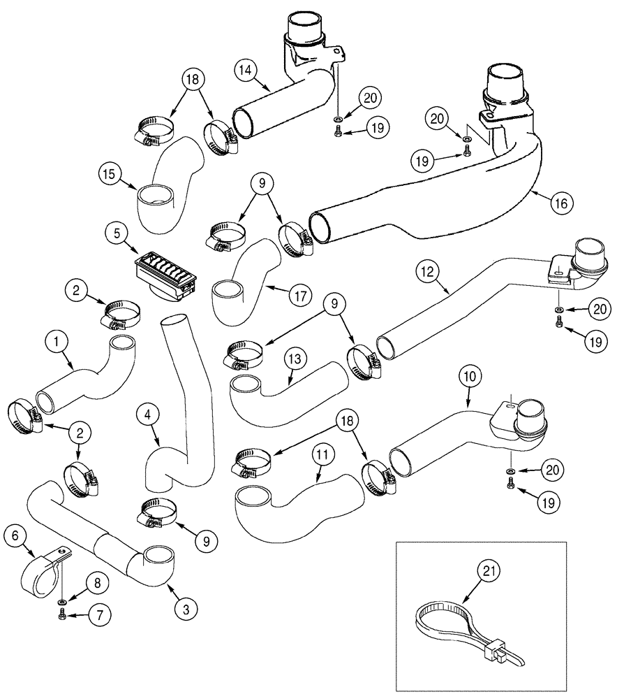 Схема запчастей Case 521D - (09-46) - CAB - HEATER AND AIR CONDITIONING DUCTS (09) - CHASSIS