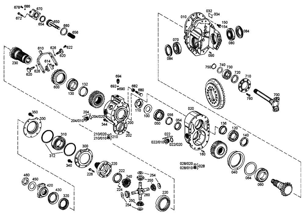 Схема запчастей Case 340 - (32A00000506[001]) - DIFFERENTIAL CARRIER HOUSING (27) - REAR AXLE SYSTEM