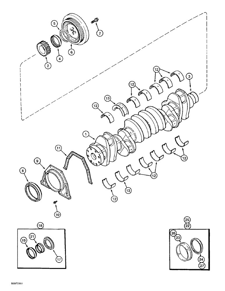 Схема запчастей Case 9030B - (2-70) - CRANKSHAFT, 6T-590 EMISSIONS CERTIFIED ENGINE, P.I.N. DAC03#2001 AND AFTER (02) - ENGINE