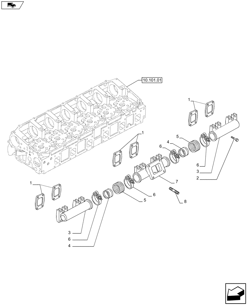 Схема запчастей Case F2CE9684C E025 - (10.254.05) - EXHAUST MANIFOLD (500322365) (10) - ENGINE