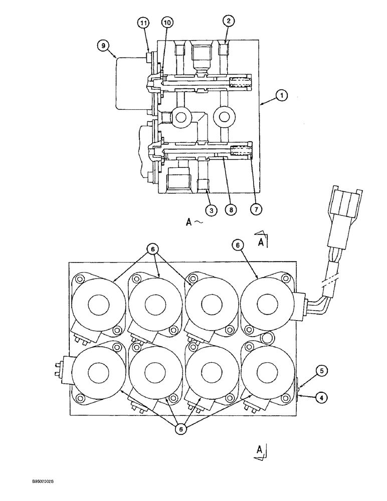 Схема запчастей Case 9060B - (8-200) - PILOT CONTROL SOLENOID VALVE (08) - HYDRAULICS