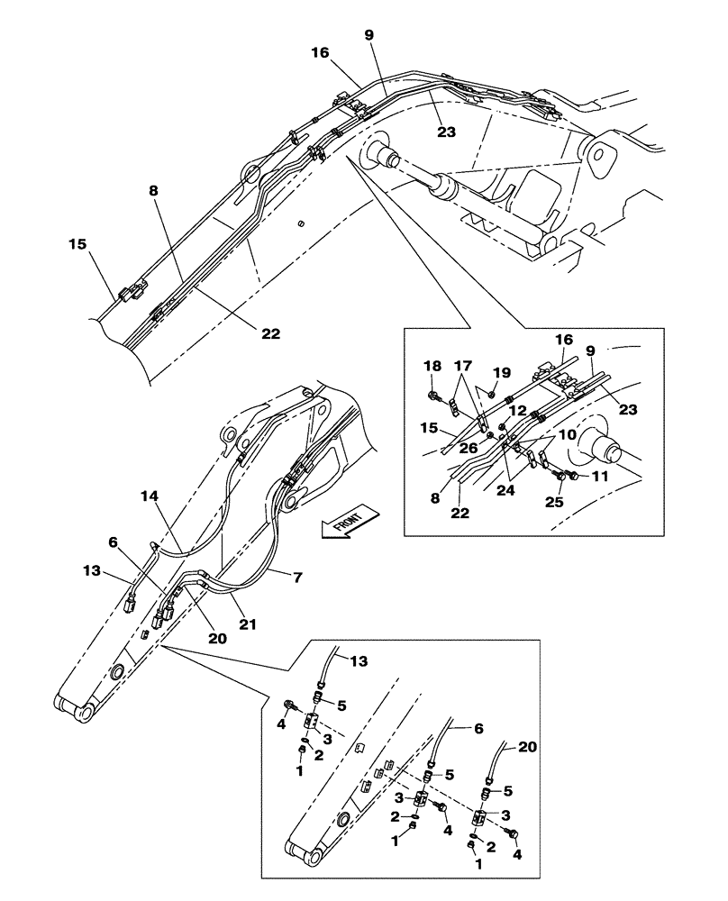 Схема запчастей Case CX300C - (08-027-00[01]) - HYDRAULIC CIRCUIT - LOW FLOW - DIPPER - 2.65 M (08) - HYDRAULICS