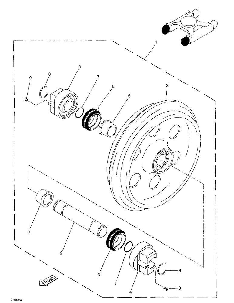 Схема запчастей Case 9007B - (5-16) - GUIDE PULLEY - RUBBER TRACK (11) - TRACKS/STEERING