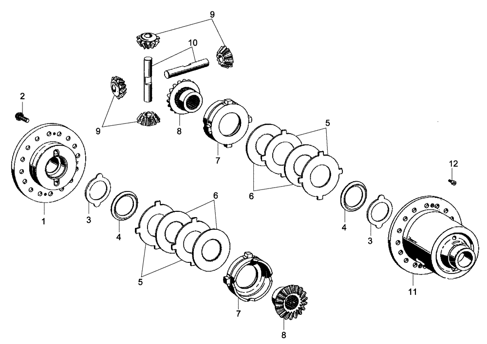 Схема запчастей Case 335 - (32A00000656[001]) - INTERMEDIATE AXLE - DIFFERENTIAL BETWEEN THE WHEELS (27) - REAR AXLE SYSTEM