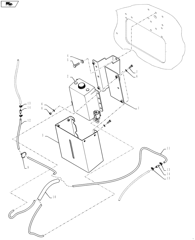 Схема запчастей Case 621F - (55.518.01[01]) - WASHER BOTTLE MOUNTING (55) - ELECTRICAL SYSTEMS