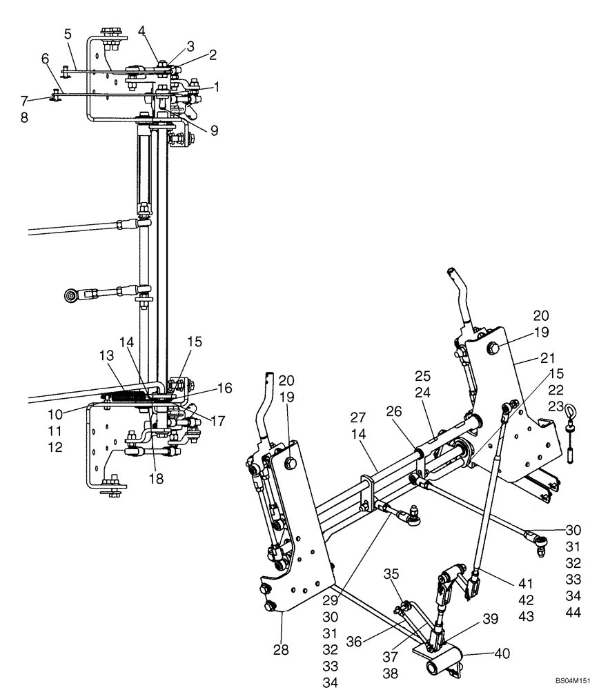 Схема запчастей Case 410 - (09-12A) - CONTROLS - LOADER AND GROUND DRIVE (FLAT LINKAGE LINKS, IF USED, SEE REF 5, 6) (09) - CHASSIS