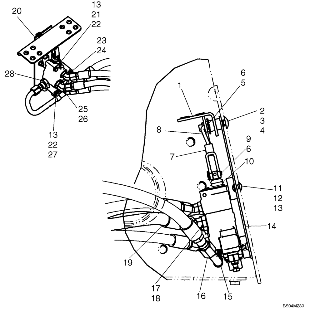 Схема запчастей Case 420 - (08-14) - SECONDARY FRONT AUXILIARY (08) - HYDRAULICS