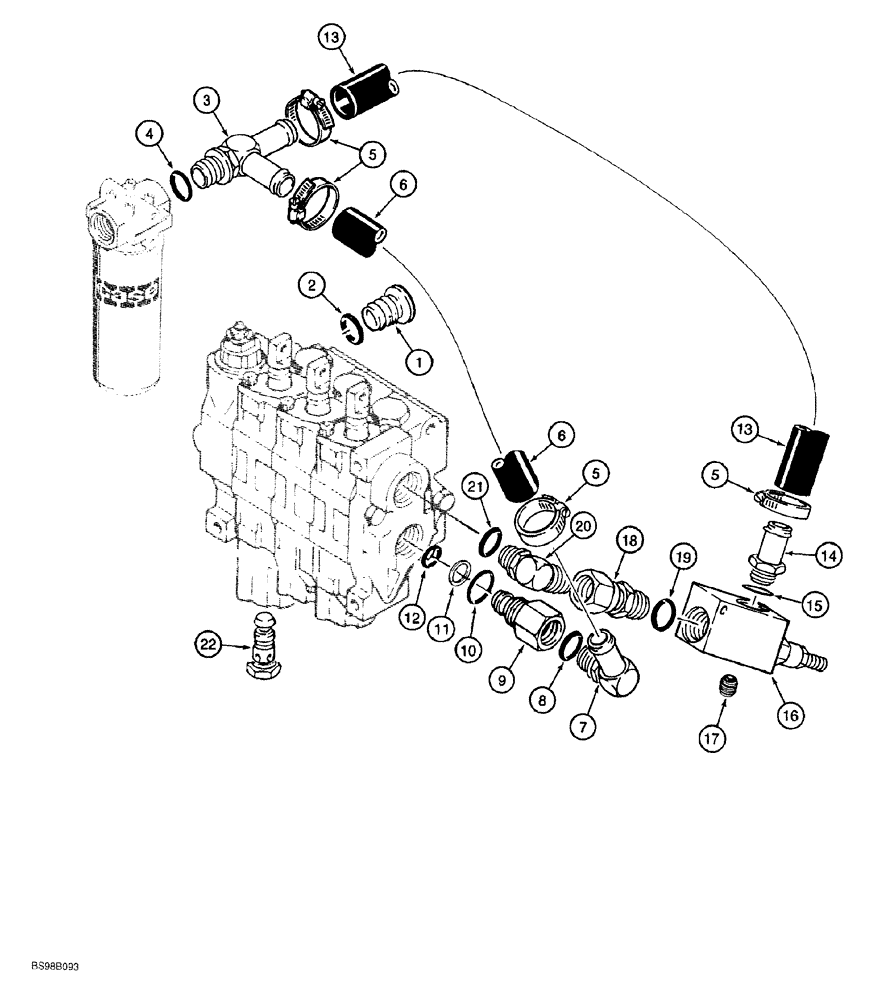 Схема запчастей Case 550G - (8-07A) - EQUIPMENT HYDRAULIC CIRCUIT, CONTROL VALVE TO HYDRAULIC RESERVOIR (07) - HYDRAULIC SYSTEM