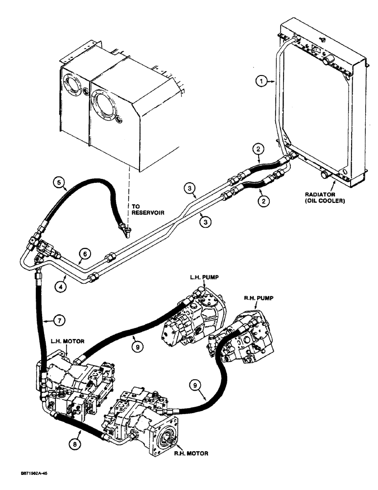 Схема запчастей Case 1550 - (1-14) - PICTORIAL INDEX, TRANSMISSION COOLING LINES (00) - PICTORIAL INDEX