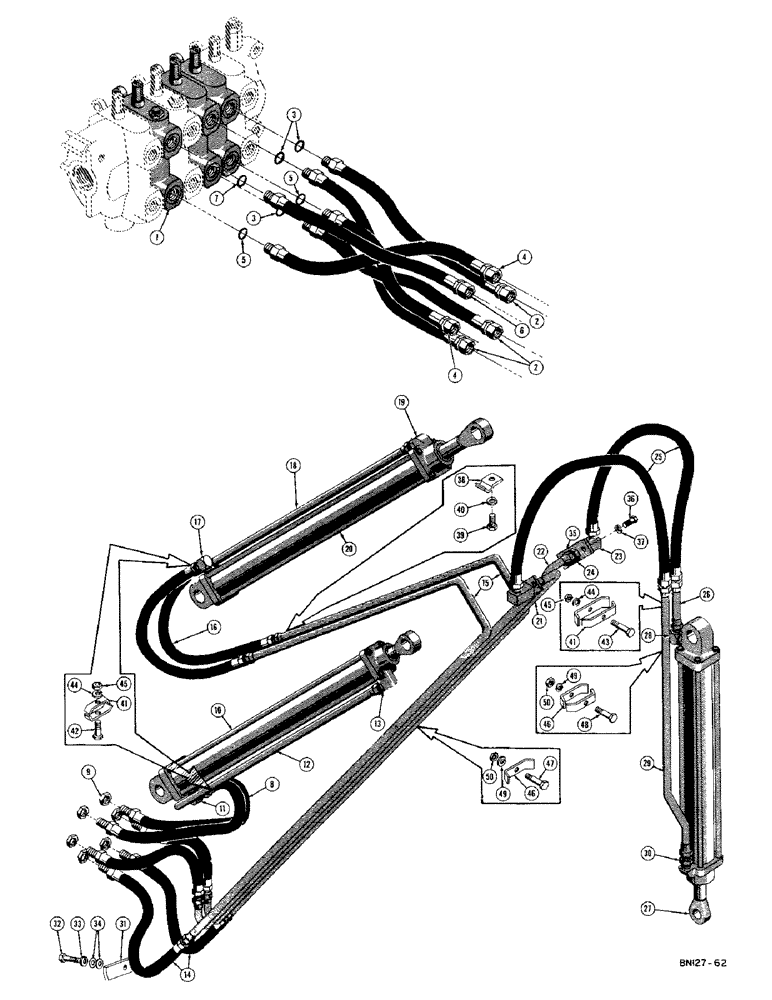 Схема запчастей Case 420C - (284) - BOOM, CROWD AND BUCKET CYLINDER HYDRAULICS (07) - HYDRAULIC SYSTEM