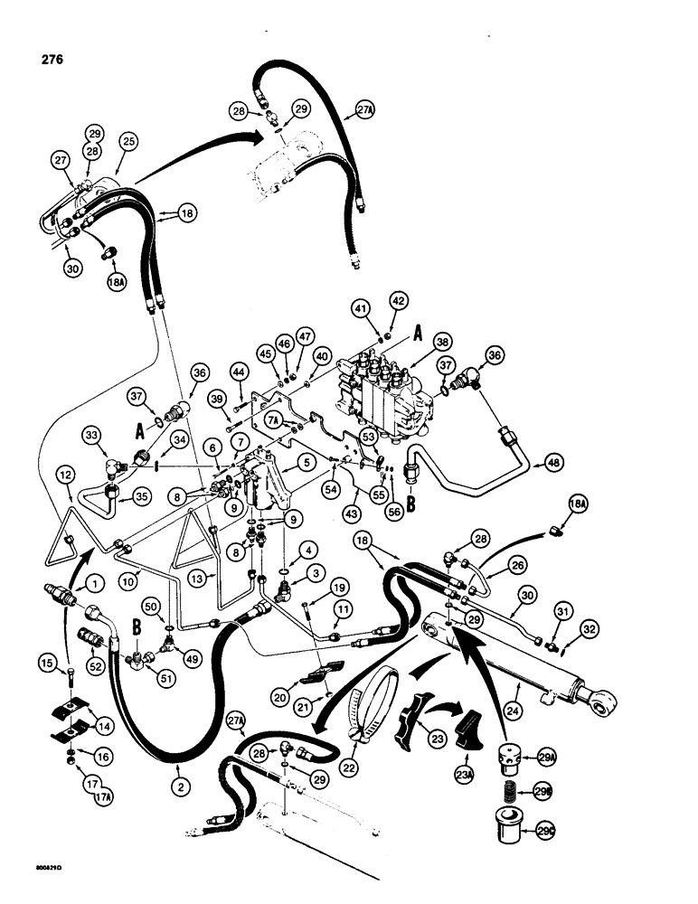 Схема запчастей Case 580SD - (276) - BACKHOE STABILIZER CYLINDER HYDRAULIC CIRCUIT (08) - HYDRAULICS