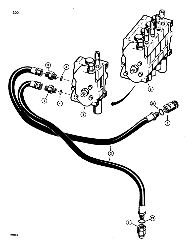 Схема запчастей Case 580SD - (300) - THREE-POINT HITCH VALVE HYDRAULIC CIRCUIT (08) - HYDRAULICS