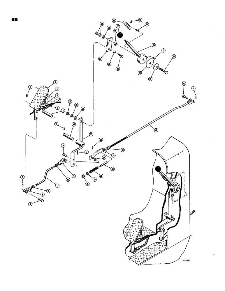 Схема запчастей Case 850 - (058) - THROTTLE CONTROL LINKAGE (01) - ENGINE