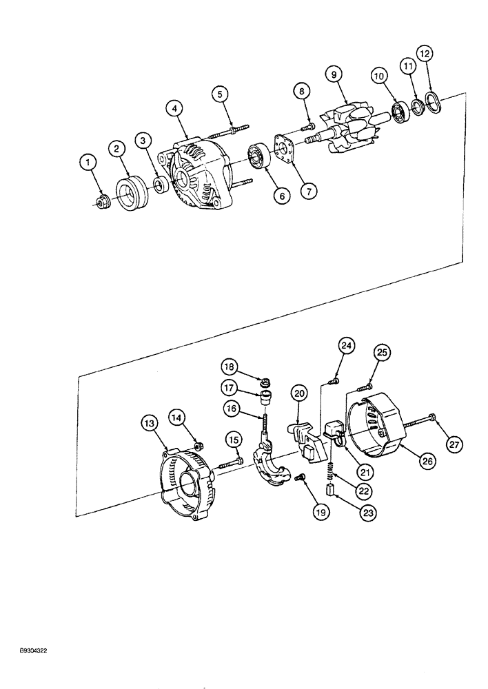 Схема запчастей Case MAXI-SNEAKER - (04-006) - ALTERNATOR ASSEMBLY, KUBOTA V1505 ENGINE, KUBOTA V1505-B ENGINE (04) - ELECTRICAL SYSTEMS