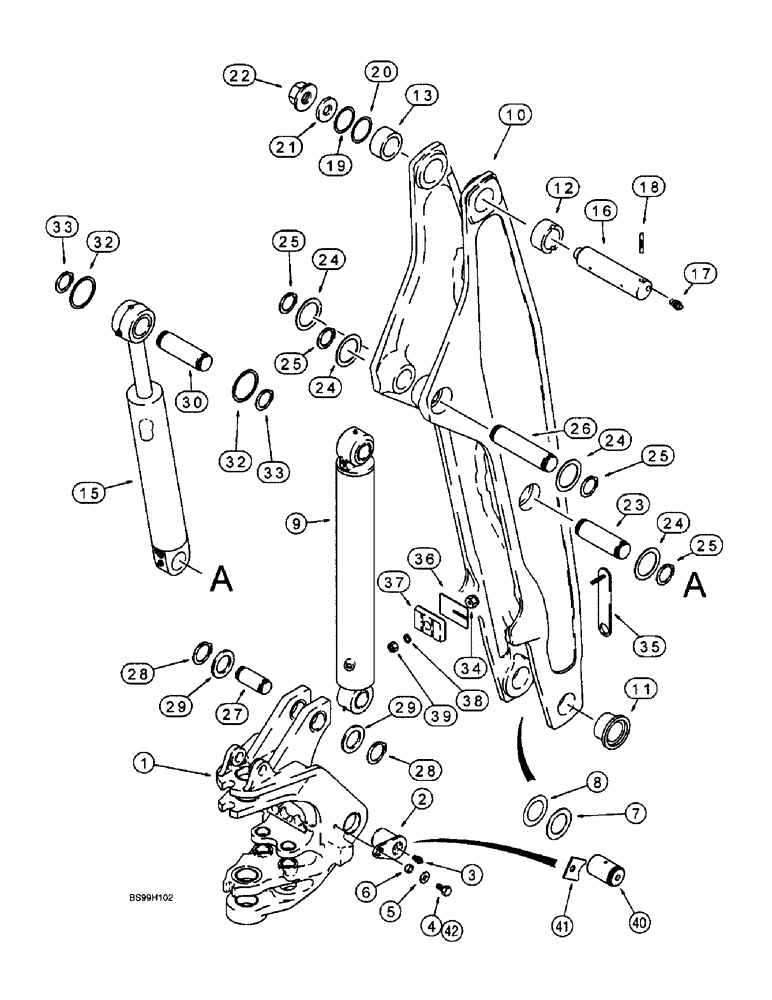 Схема запчастей Case 580L - (9-044) - BACKHOE SWING TOWER AND BOOM (09) - CHASSIS/ATTACHMENTS