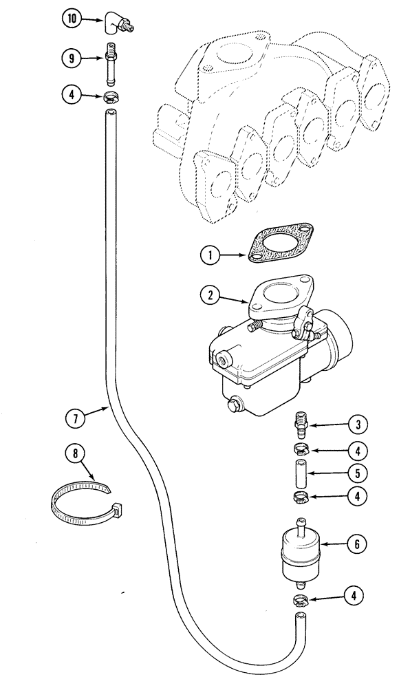 Схема запчастей Case 1835C - (3-22) - CARBURETOR FUEL DRAIN, TM-20 GASOLINE ENGINE (03) - FUEL SYSTEM