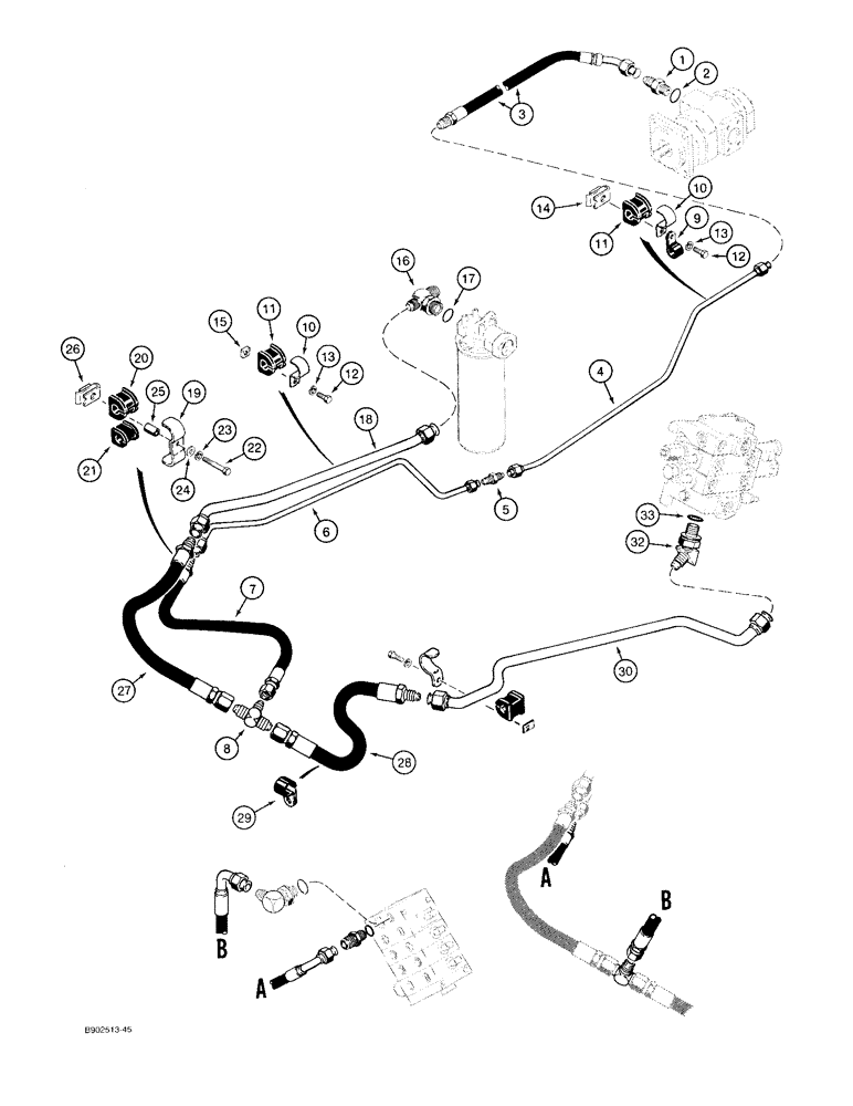 Схема запчастей Case 580SK - (8-008) - EQUIPMENT HYDRAULIC SYSTEM, EQUIPMENT PUMP TO REAR EQUIPMENT LINES,MODELS W/BACKHOE-LOADER ONLY (08) - HYDRAULICS