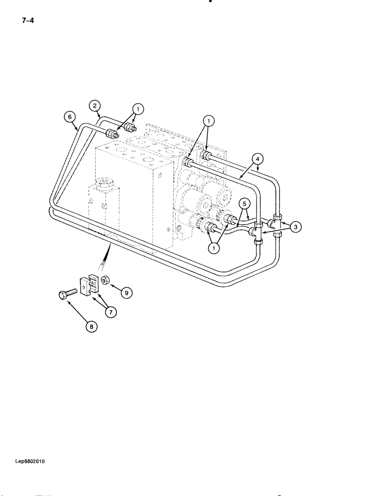 Схема запчастей Case 888 - (7-004) - TRACK DRIVE CONTROL CIRCUIT, P.I.N. FROM 74213 TO 74418, 15201 TO 15262 (07) - BRAKES