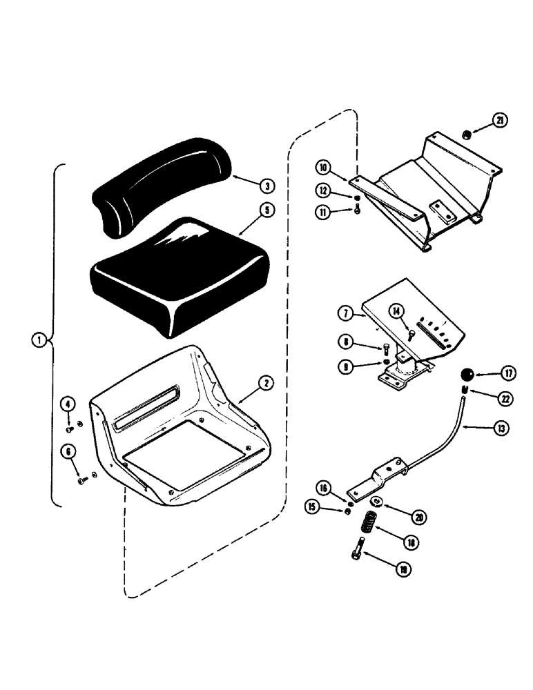 Схема запчастей Case 480CK - (162) - SEAT, USED WITH P.T.O. 