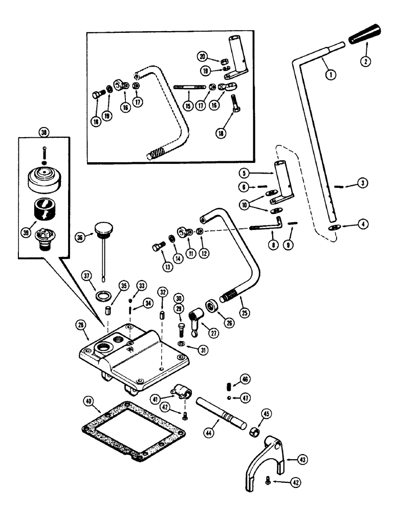 Схема запчастей Case 480CK - (092) - FOUR SPEED SHUTTLE CONTROL COVER 