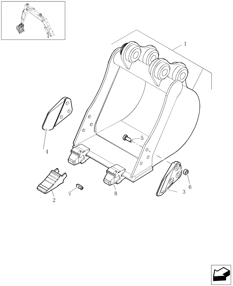 Схема запчастей Case CX16B - (5.0100[01]) - BUCKET - (L=250MM) (84) - BOOMS, DIPPERS & BUCKETS