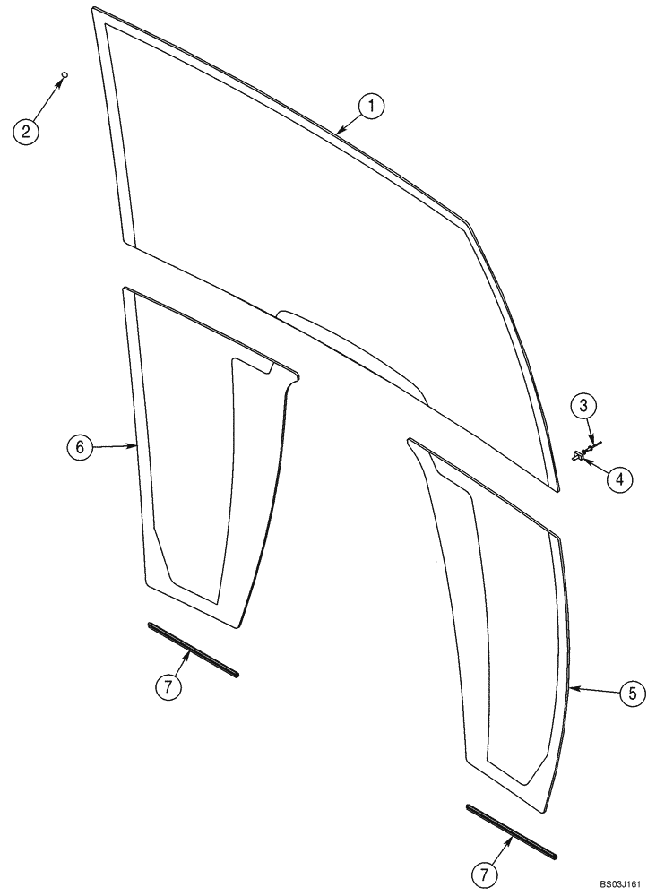 Схема запчастей Case 590SM - (09-67) - CANOPY, ROPS - GLASS (09) - CHASSIS/ATTACHMENTS