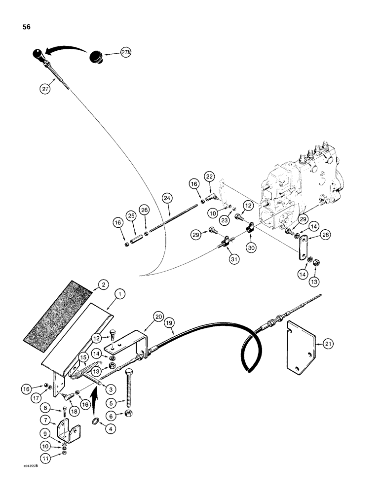 Схема запчастей Case 680H - (056) - FOOT THROTTLE CONTROL AND FUEL SHUTOFF (03) - FUEL SYSTEM