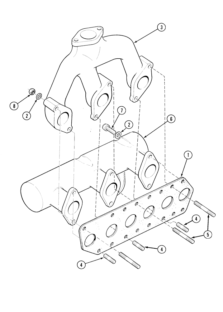 Схема запчастей Case 1835C - (2-32) - INTAKE AND EXHAUST MANIFOLDS, TMD-20 DIESEL ENGINE (02) - ENGINE